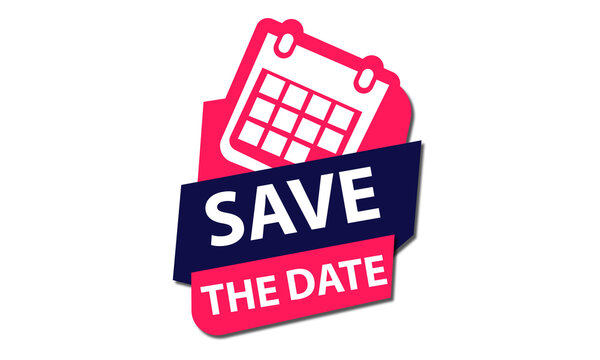 Save the date announcement icon with a calendar graphic isolated on transparent background