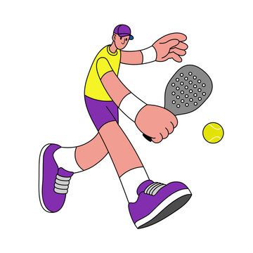 Cartoon Flat Design of Padel Player