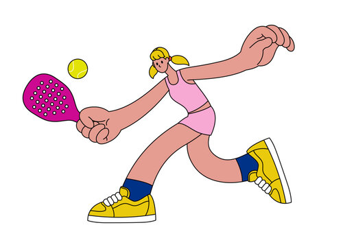 Illustration Simple Style of Women Playing Padel Tennis