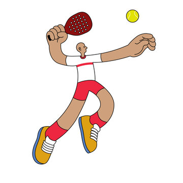 Jumping Padel Player Hitting the Ball
