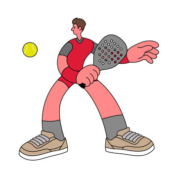 Men Padel Player in Simple Flat Style