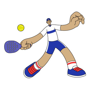 Simple Style Illustration of Padel Player