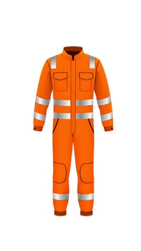 Orange high visibility safety jumpsuit motion graphic, workwear, uniform, construction, protection, personal protective equipment, PPE, reflective stripes