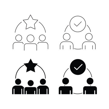 Team rating and agreement approval icon set vector illustration
