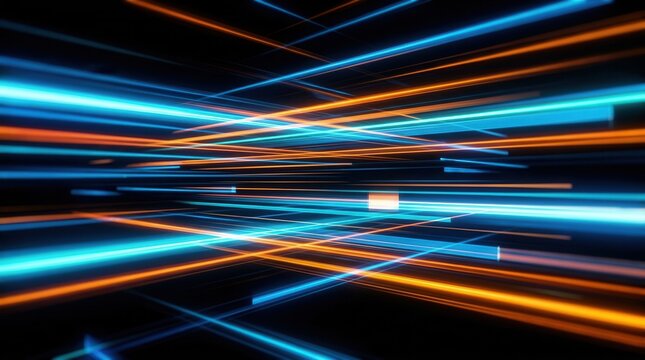 A technological shift illustrated by glowing, fast-moving abstract light streaks.