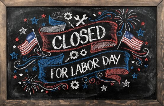 Labor day usa closed, We will be closed for labor day sign with american flag, Business closed for labor day with american flags, We will be closed on labor day announcement with american flag