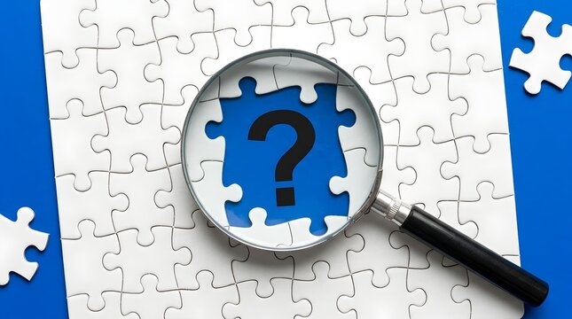 Magnifying Glass Over Missing Puzzle Piece With Question Mark