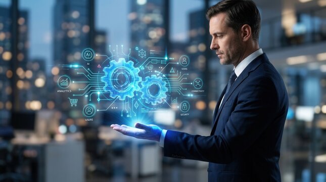 Conceptual image of application integration and API connectivity in an enterprise system.