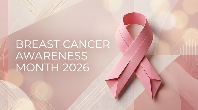 Minimalist Pink Ribbon Banner for Breast Cancer Support 2026