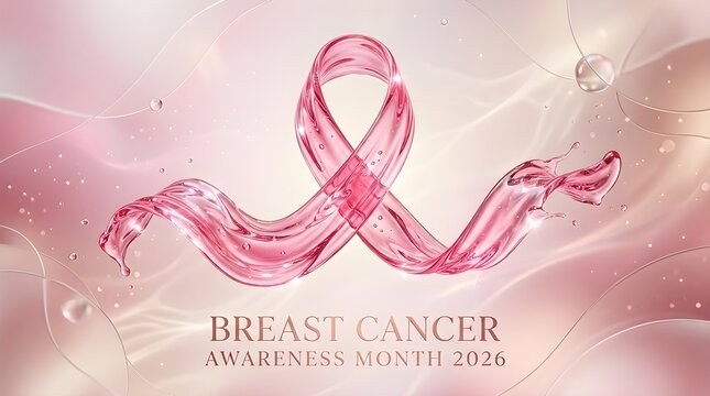 Luxury Swirl Ribbon Banner for Breast Cancer Awareness 2026