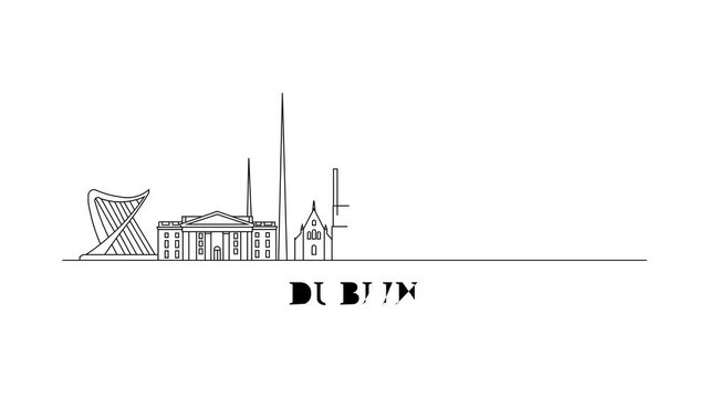 Minimalist outline of Dublin's iconic skyline
