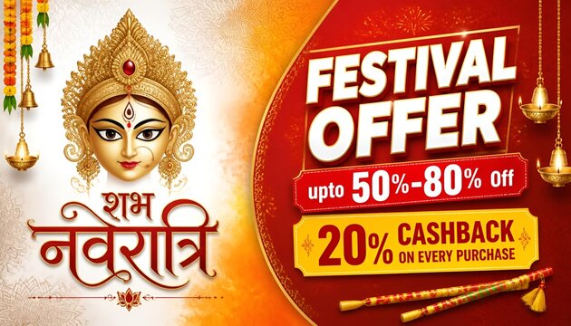 Navratri Festival Offer Banner Design Template Vector Illustration