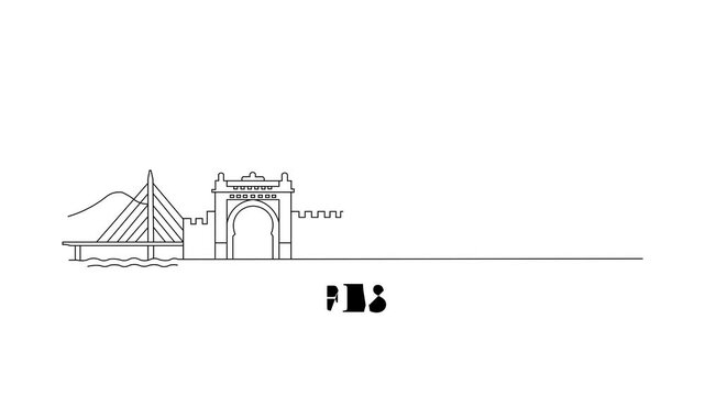Minimalist outline of Fes skyline