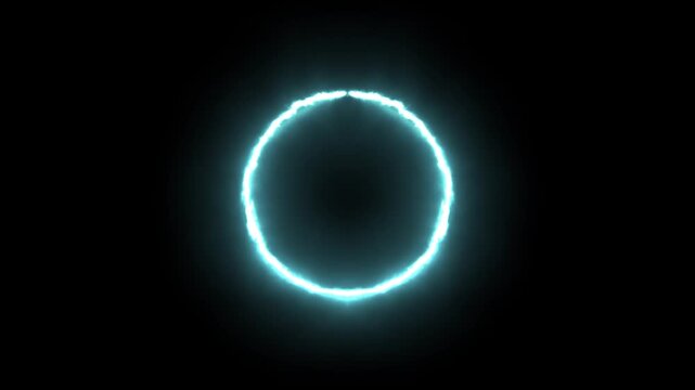 Glowing plasma ring animation with 2 electric plasma seamless circular loop on a black background. 4K Video