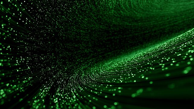 futuristic emerald payment tunnel, flowing green data streams forming a luminous financial corridor, millions of tiny transaction particles moving through the tunnel,