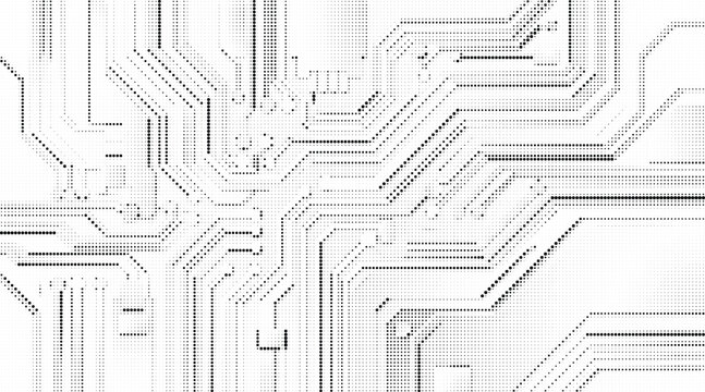 Halftone dot texture vector illustration design circuit board pattern