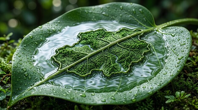 detailed Macro photo of leaf vein shaped like island showing abstract micro structural details and textures with professional studio lighting