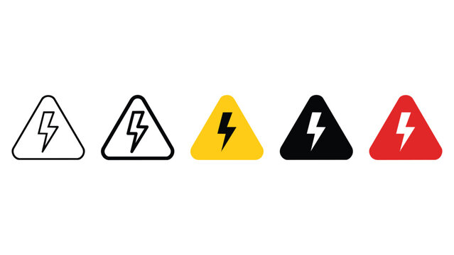 High voltage electrical hazard warning sign collection with lightning bolt symbols electrical electricity lightning triangle collection security