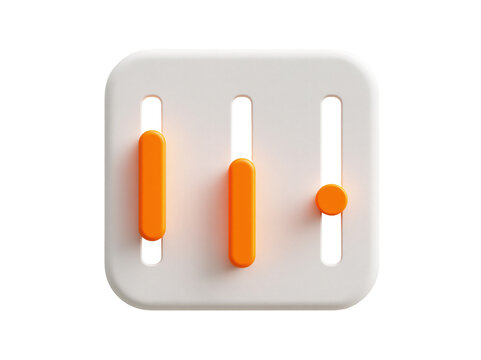 3D UI slider control icon for web settings and audio volume adjustment interface