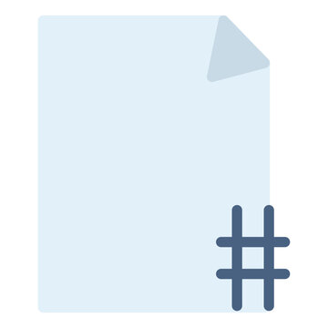 Page number icon for adding counting to document pages. Hash with page symbol for word processor or pdf editor tool. Icon design flat style