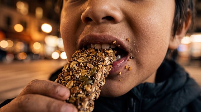Young Latino child enjoying nutritious high fiber snack