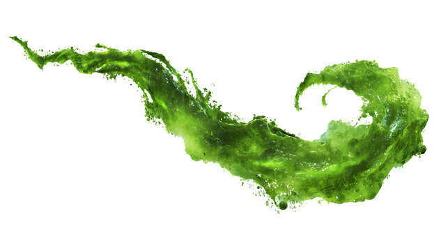 A twisting green liquid splash
