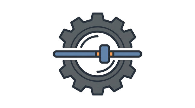 Industrial gear and bolt icon for mechanical design.
