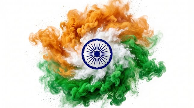 Abstract indian flag colors with smoke effect for celebrating republic day in india with patriotic pride