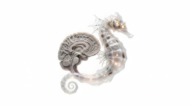 Halloween Human Body Part - Ghostly Brain and Seahorse Sculp