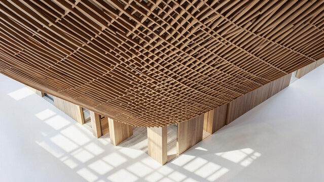 Parametric Wooden Honeycomb Louvered Ceiling Contemporary Concer