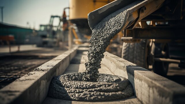 Concrete pouring at construction site for modern infrastructure development