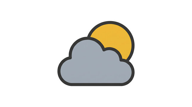 Simple flat design icon of cloud and sun together.