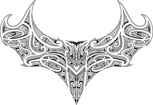 Traditional Polynesian style tattoo for chest area