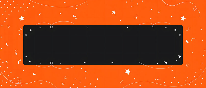 Orange horizontal banner background with dark copy space and decorative elements