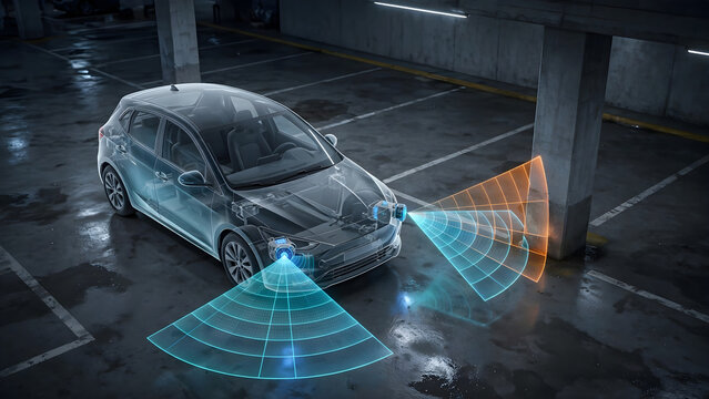 Isometric car parking sensor detection system with obstacle awareness technology