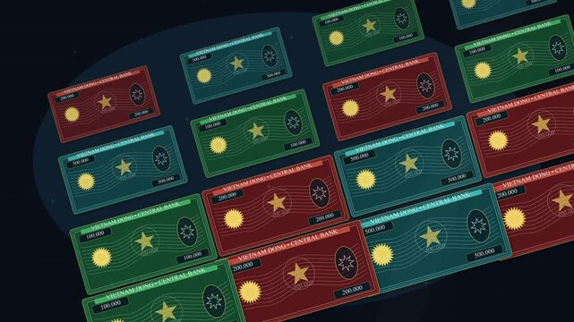 Vietnam dong banknotes loop, money texture, finance, economy, banking and business concepts