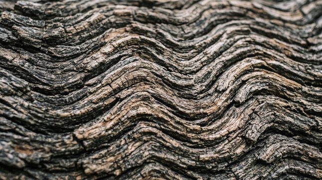 detailed Macro photo of tree bark resembling ocean waves showing abstract micro structural details and textures with professional studio lighting