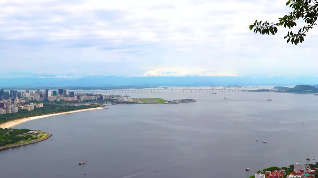 Rio Niteroi Bridge and island Ilha Fiscal Rio de Janeiro.