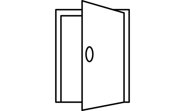 Modern open entrance door vector illustration featuring frame handle interior design concept isolated on white background
