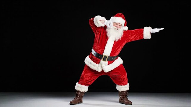 Santa claus performing a dab dance move