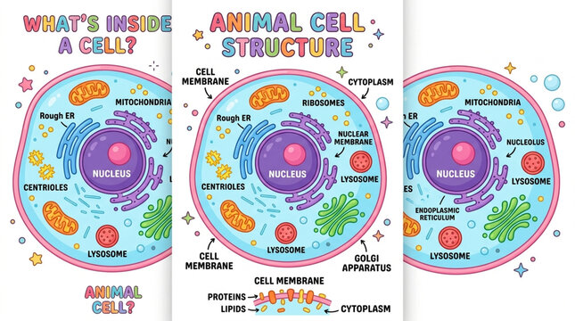Educational Diagram of Animal Cell Structure with Labeled Organelles for Biology Learning