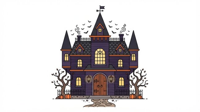 Spooky haunted house illustration for Halloween celebration