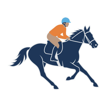 Illustration of a Jockey Riding a Galloping Horse