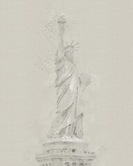 Statue of liberty vintage style pencil sketch © Maria