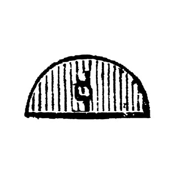 Stove damper or oven door, old vintage illustration, 1897.
