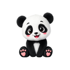 Cute baby giant panda character, adorable sitting panda mascot, fluffy black and white bear, cheerful animal, 3d cartoon illustration © rejaul