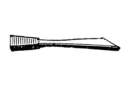 Scoop chisel with curved blade and wooden handle, old vintage illustration, 1897.