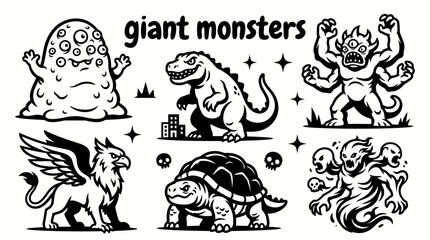 giant monsters featuring enormous creatures colossal beasts towering monsters powerful fantasy animals massive reptiles and epic fictional beings for action games adventure stories fantasy movies © Ethan
