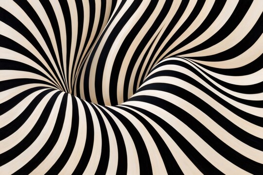 Optical illusion creating a black and white swirling vortex pattern