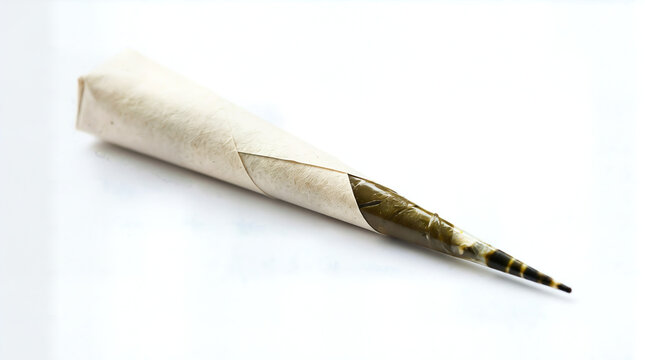 Handmade herbal cigarette or rolled joint isolated on a white background